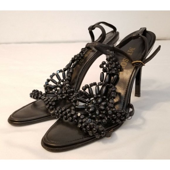 Missoni Beadwork Stiletto Heel Sandals in Black Size 37 EUC - Picture 1 of 6